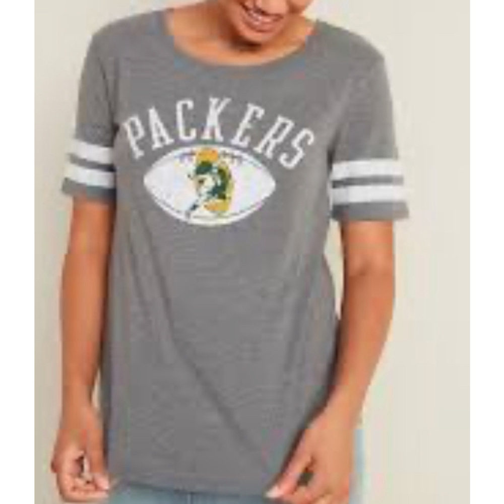 NFL Team Women’s Graphic Green Bay Packers Sleeve-Stripe Tee Sz XS - Picture 2 of 8